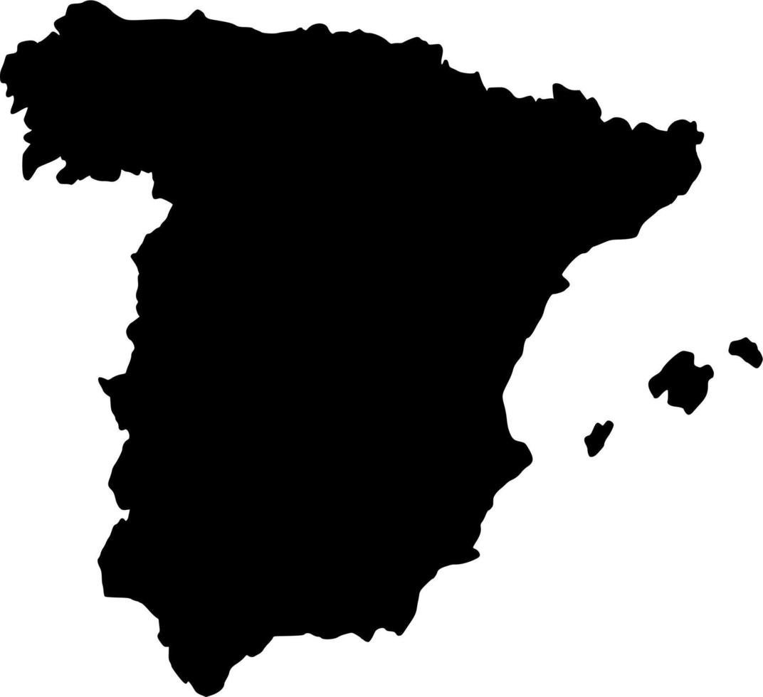 Vector silhouette of spain map on white background