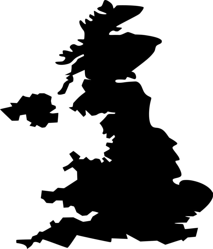 Vector silhouette of uk map on white background