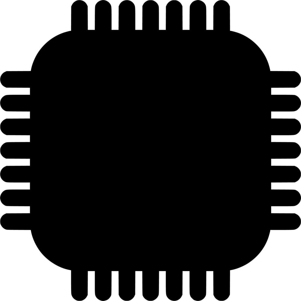 Vector silhouette of Computer Chip on white background