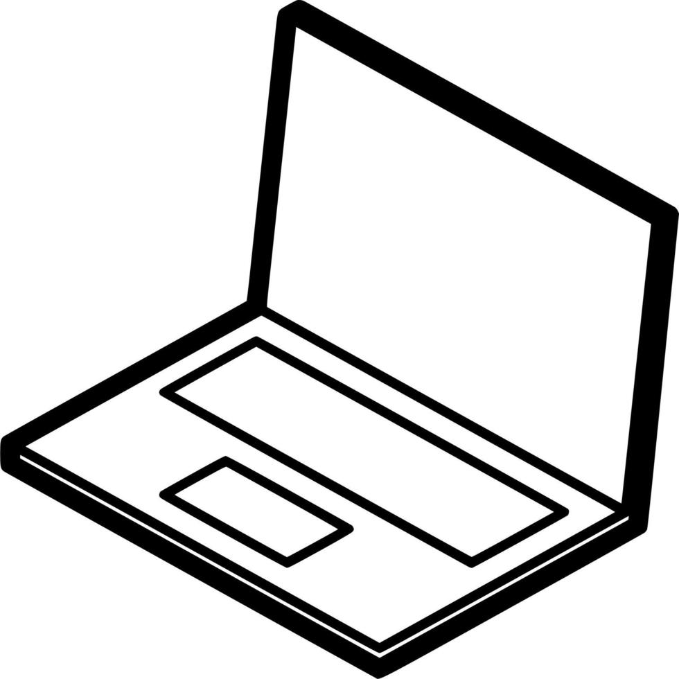 Vector silhouette of laptop on white background