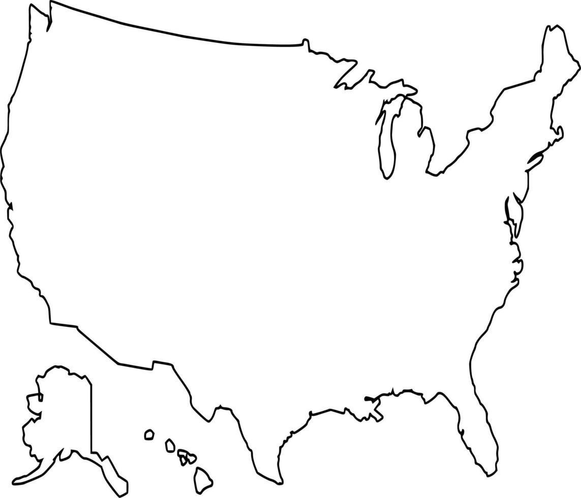 Vector silhouette of united states map on white background