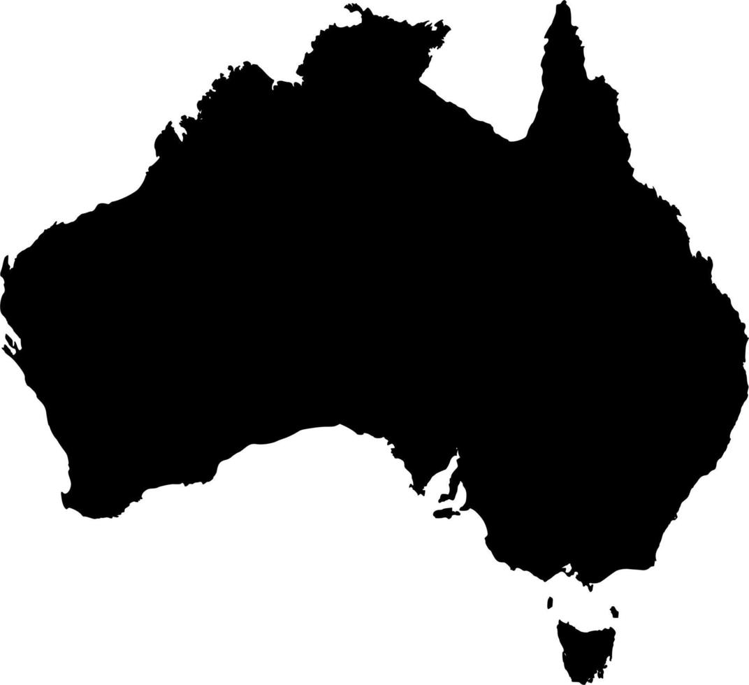Vector silhouette of continent geography australia on white background