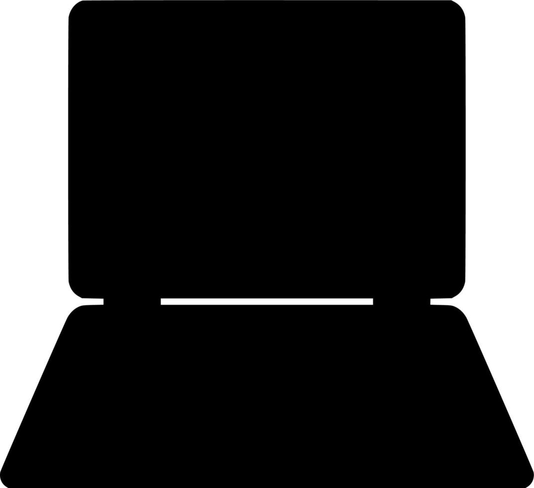 Vector silhouette of laptop on white background