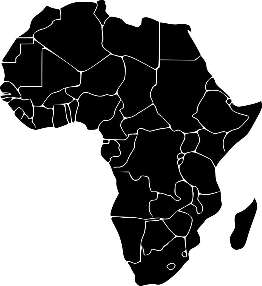 vector silueta de continente África mapa en blanco antecedentes