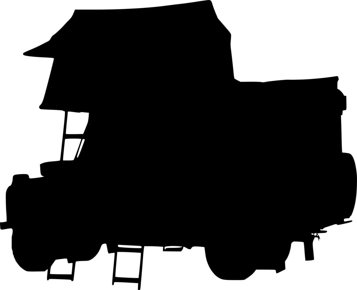 Vector silhouette of camper on white background