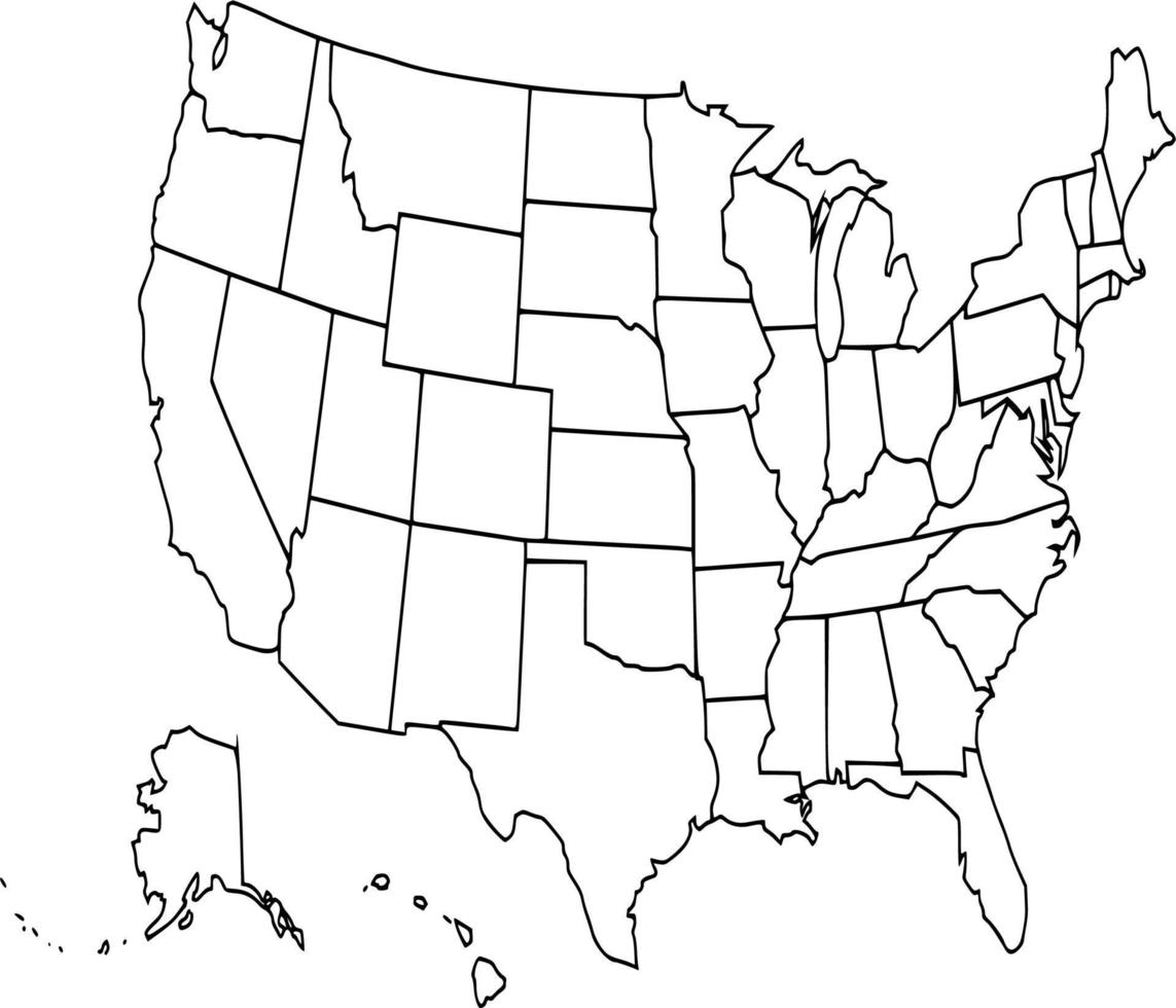 Vector silhouette of united states map on white background