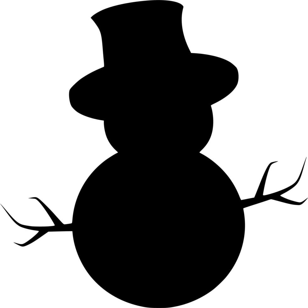 Vector silhouette of snowman on white background