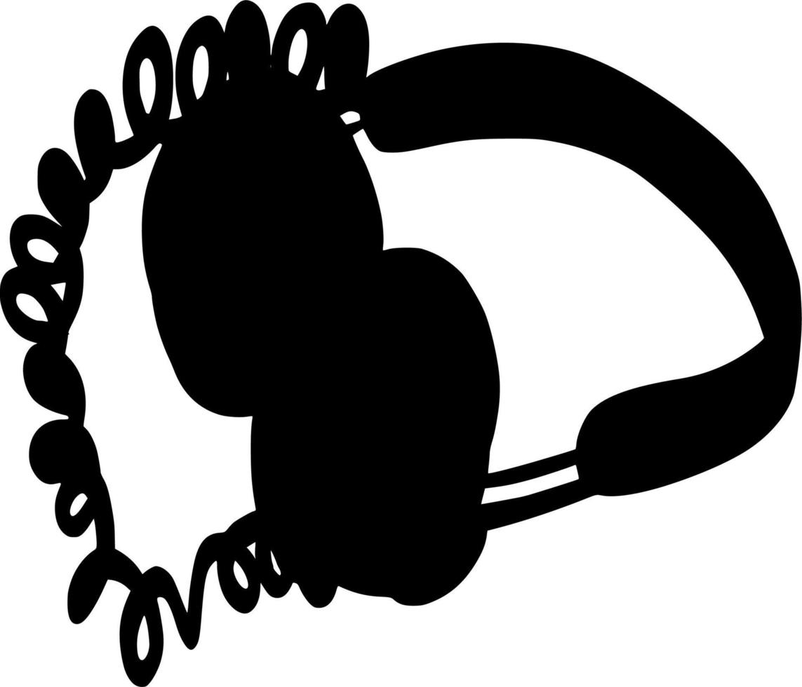 Vector silhouette of earphones on white background