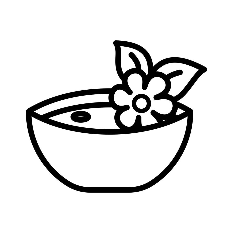 herbal soup bowl and flower outline icon vector illustration