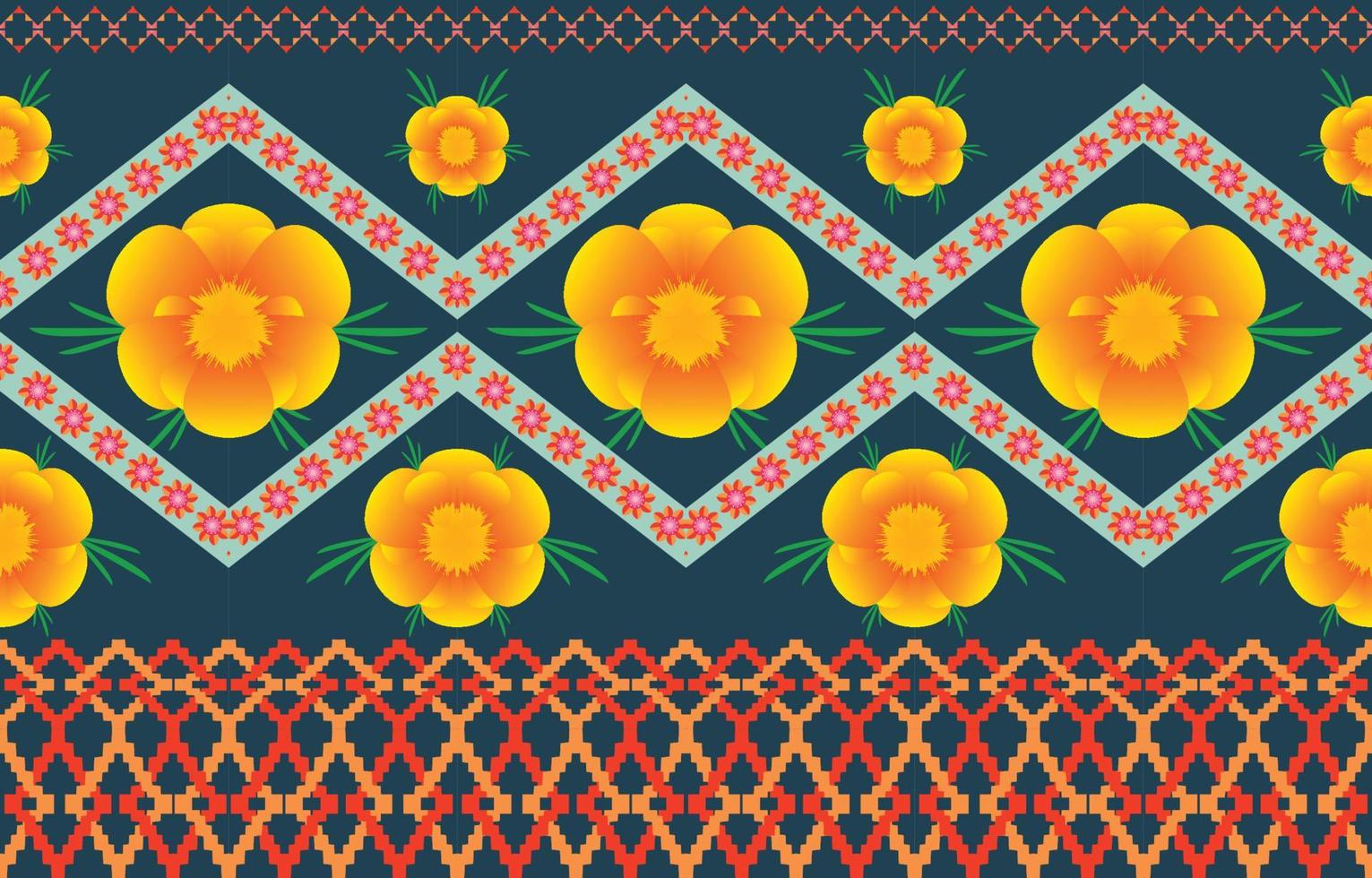 mandala flower colorful fabric. Geometric ethnic pattern in traditional oriental background Design for carpet,wallpaper,clothing,wrapping,batik,Vector illustration embroidery style. vector