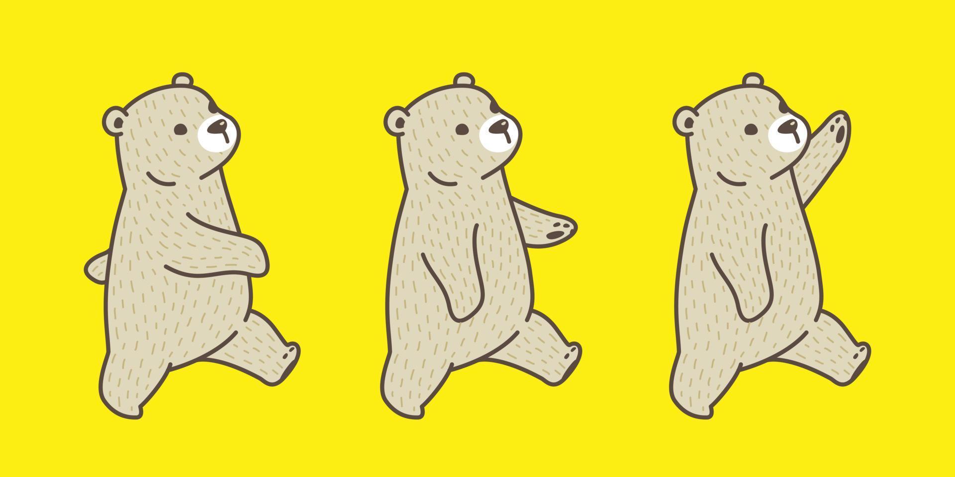 Bear vector icon logo Polar Bear breed walk illustration character cartoon doodle
