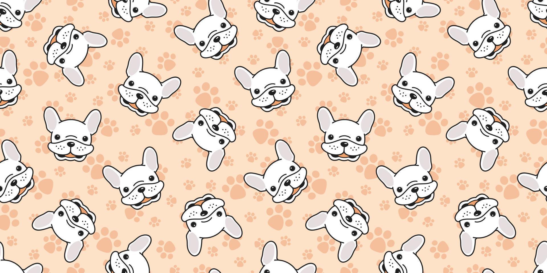 dog seamless pattern french bulldog vector pug isolated wallpaper background cartoon doodle