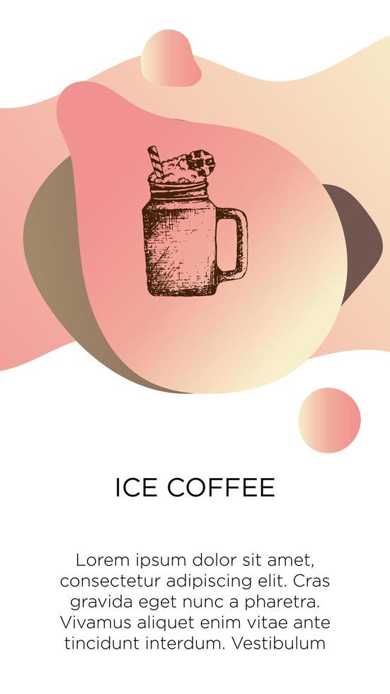 resumen creativo café antecedentes con Copiar espacio para texto y mano dibujar icono vaso tarro de café. concepto para café tienda casa, café con rosado moderno líquido antecedentes. modelo para sitio web, aplicación vector