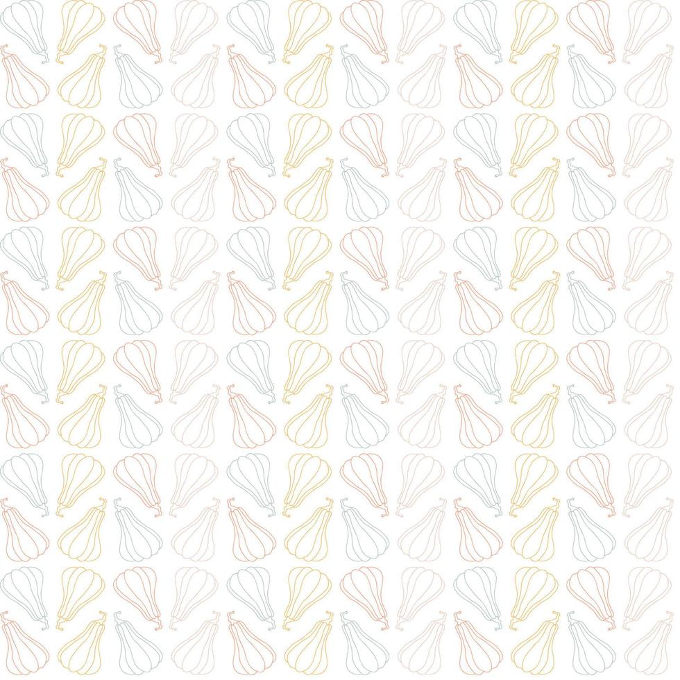 Pumpkins line art seamless geometric pattern. Simple autumn pattern for fabric or fall background vector