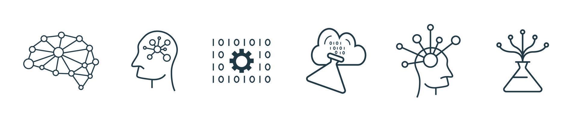 Machine learning icon and Artificial intelligence, binary icon set vector