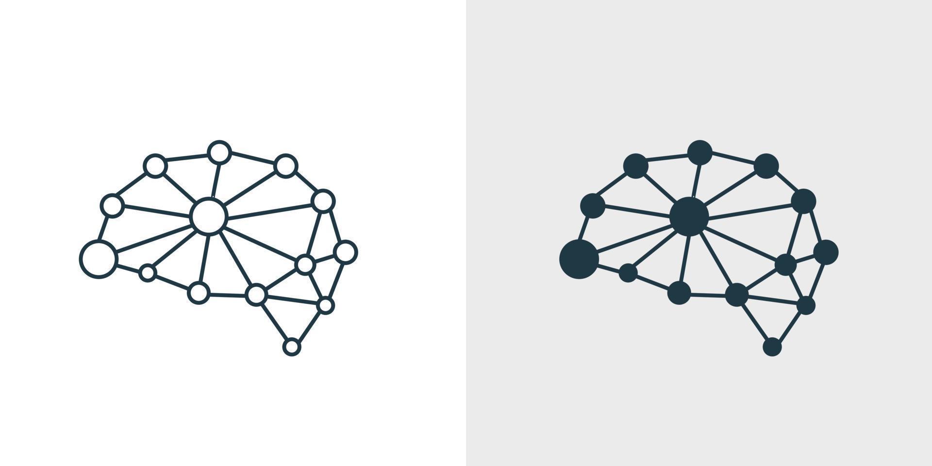 Brain or mind icon side view with data science line art vector