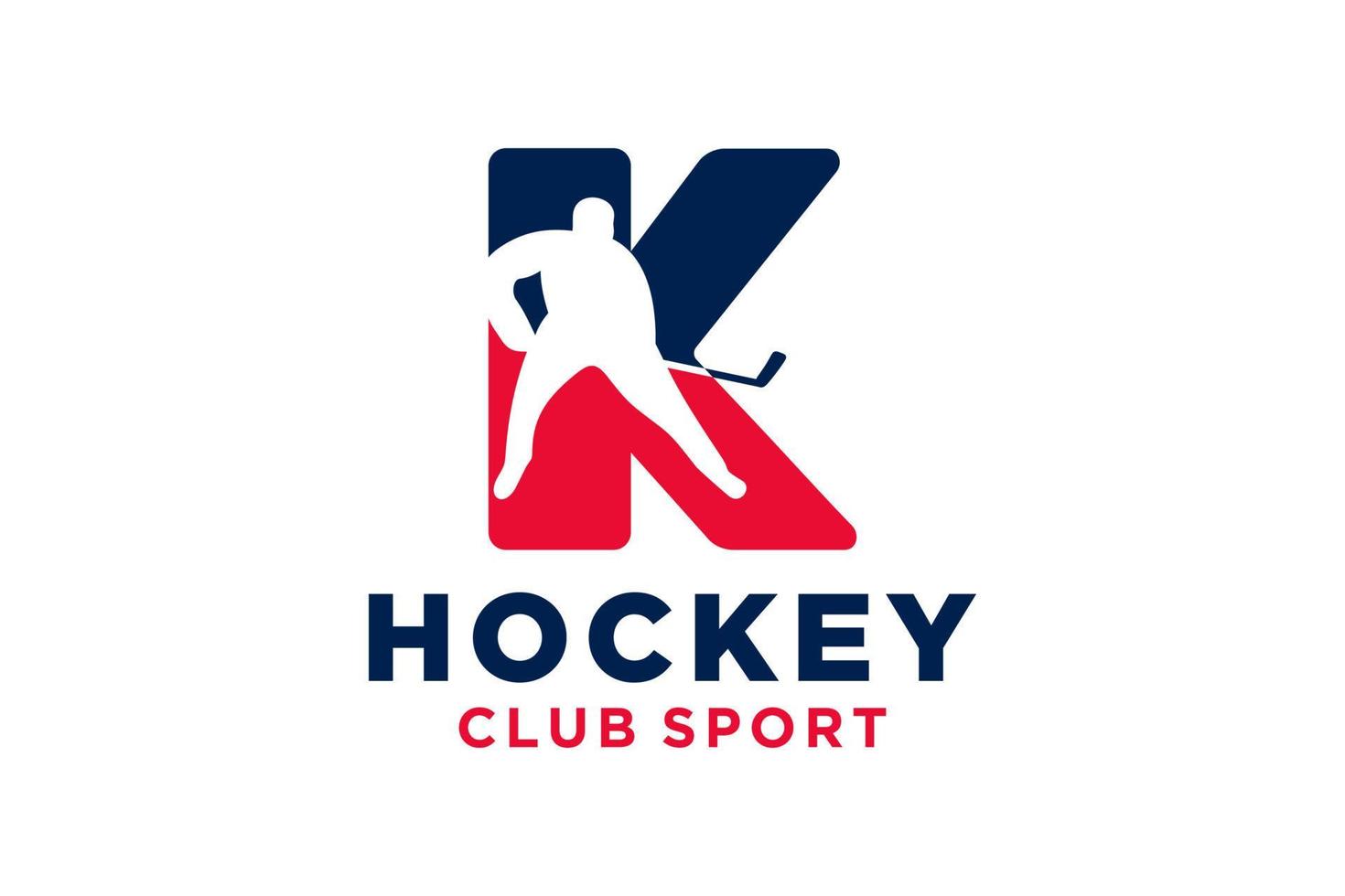 Vector initials letter K with hockey creative geometric modern logo design.