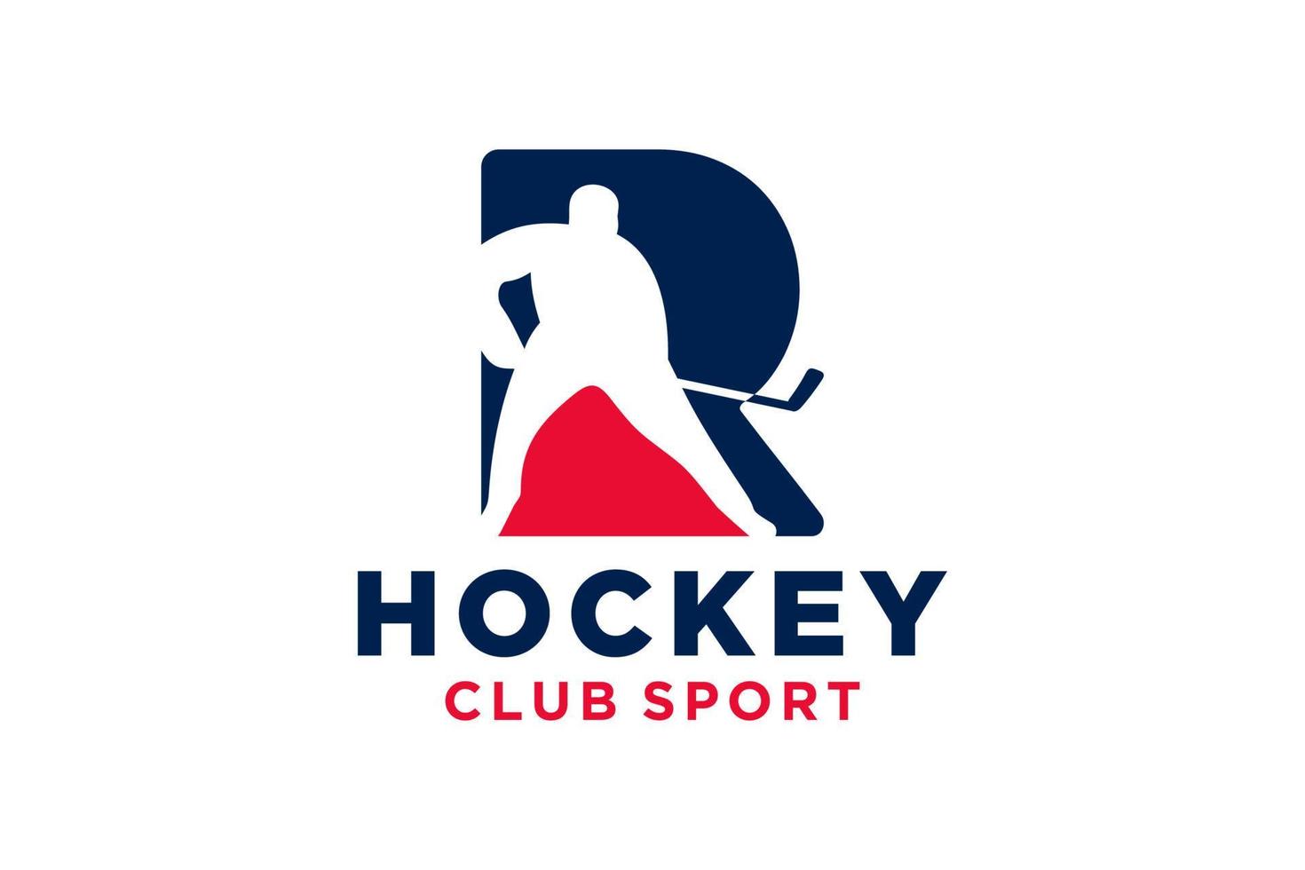 Vector initials letter R with hockey creative geometric modern logo design.