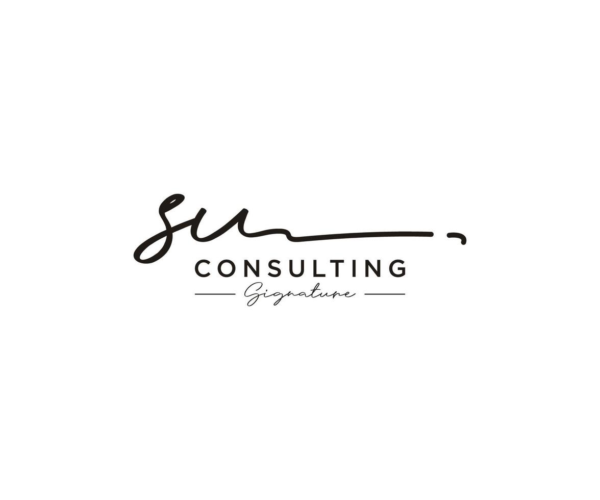 Initial SU signature logo collection template vector. Hand drawn Calligraphy lettering Vector illustration.
