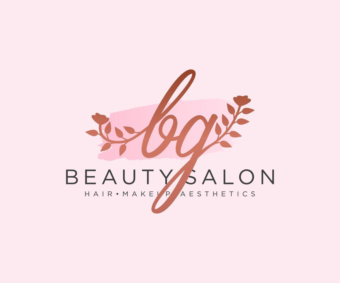 Initial BG feminine logo collections template. handwriting logo of initial signature, wedding, fashion, jewerly, boutique, floral and botanical with creative template for any company or business. vector