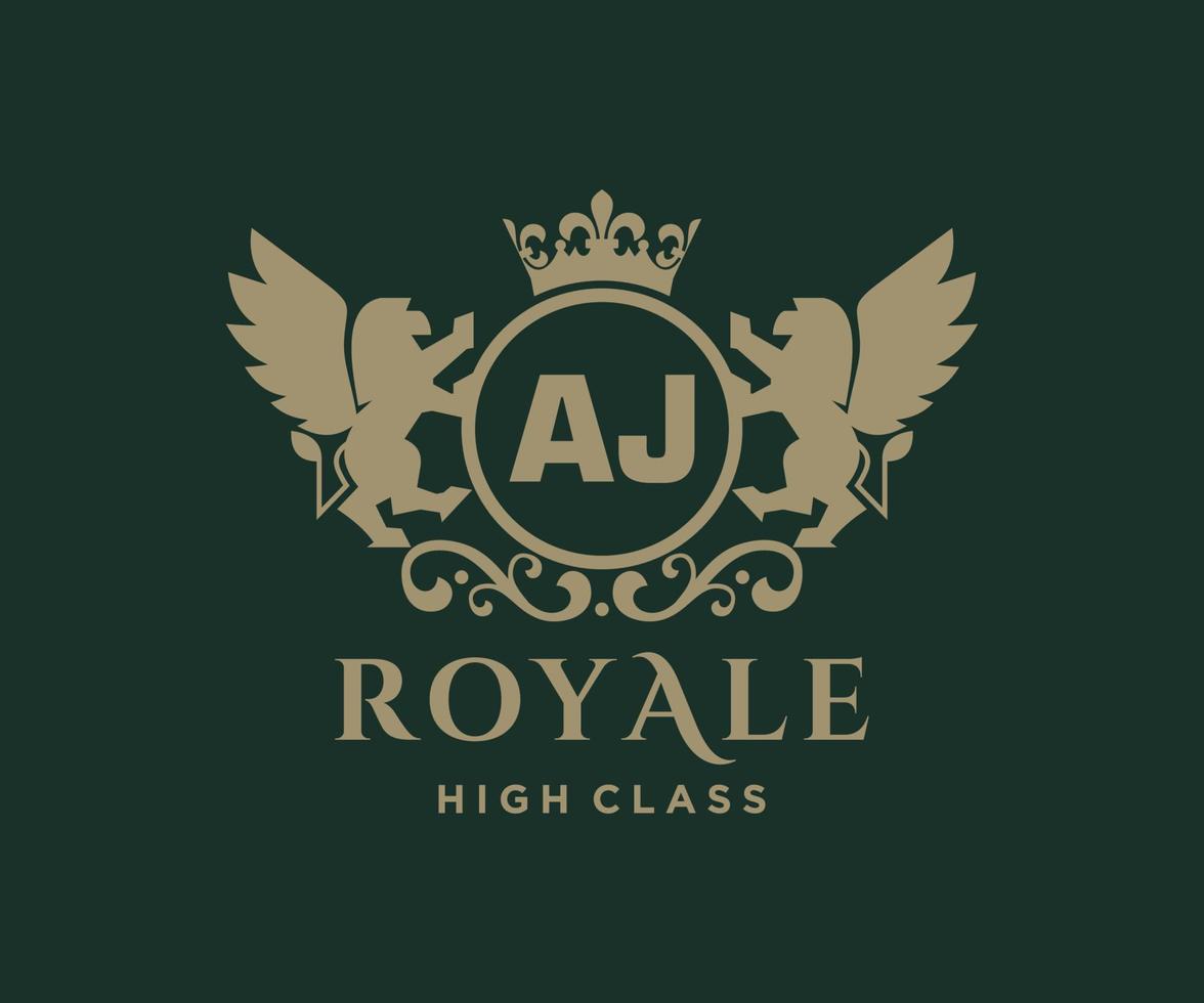 Golden Letter AJ template logo Luxury gold letter with crown. Monogram Golden Letter AJ template logo Luxury gold letter with crown. Monogram