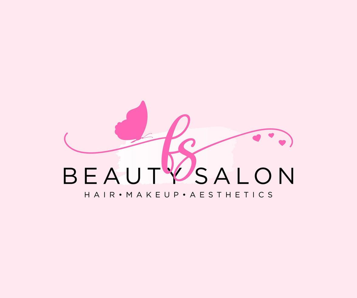 Initial FS feminine logo collections template. handwriting logo of initial signature, wedding, fashion, jewerly, boutique, floral and botanical with creative template for any company or business. vector