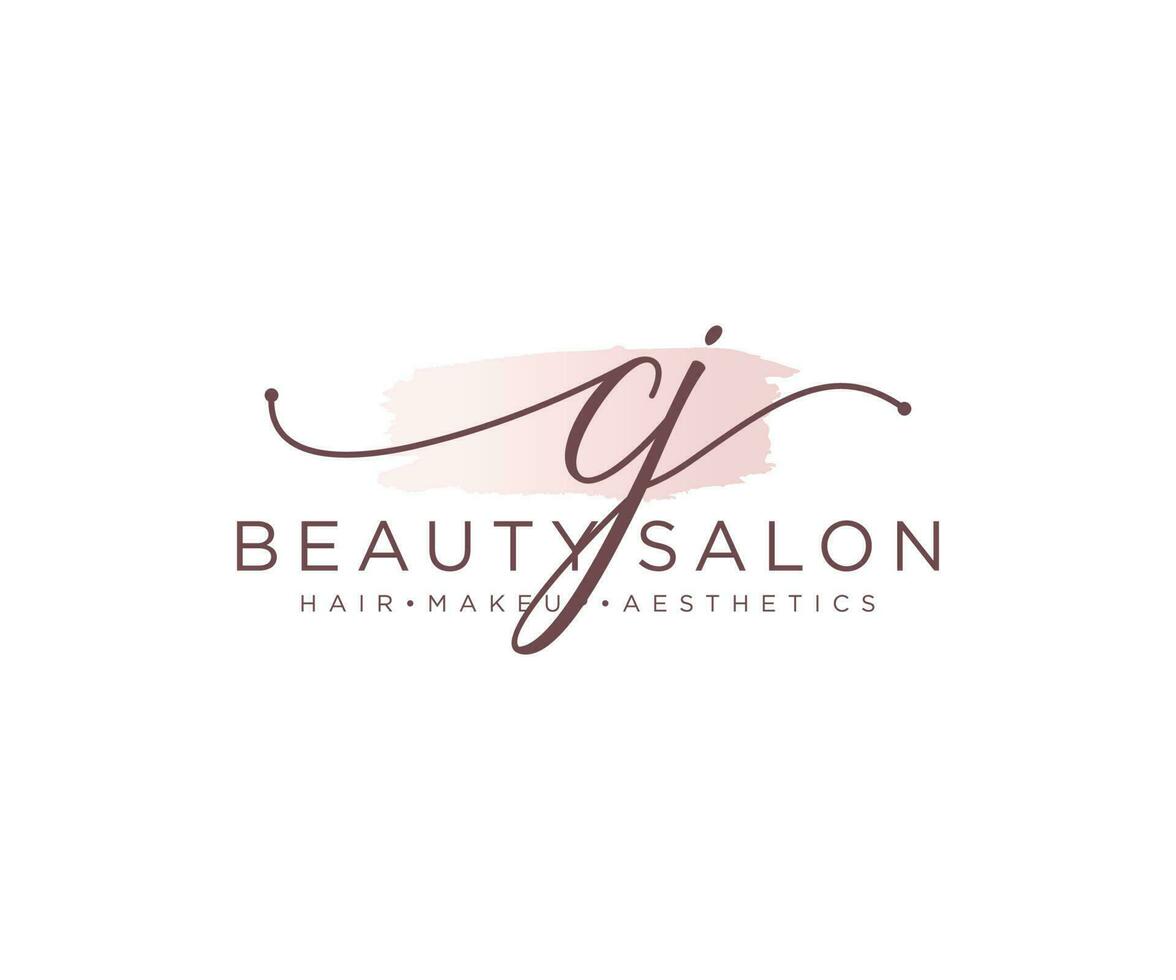 Initial CJ feminine logo collections template. handwriting logo of initial signature, wedding, fashion, jewerly, boutique, floral and botanical with creative template for any company or business. vector