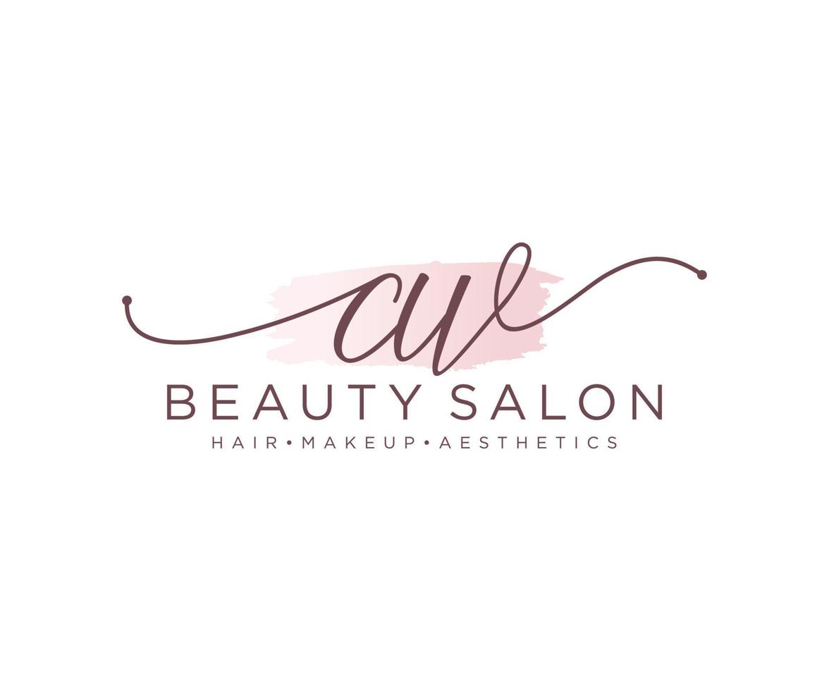 Initial CW feminine logo collections template. handwriting logo of initial signature, wedding, fashion, jewerly, boutique, floral and botanical with creative template for any company or business. vector
