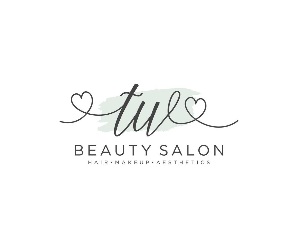 Initial TW feminine logo collections template. handwriting logo of initial signature, wedding, fashion, jewerly, boutique, floral and botanical with creative template for any company or business. vector