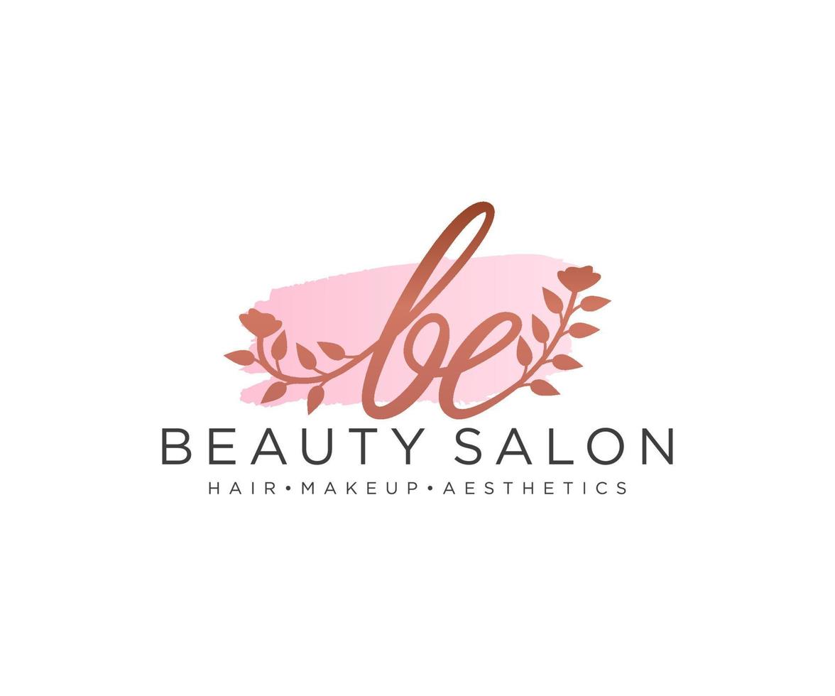 Initial BE feminine logo collections template. handwriting logo of initial signature, wedding, fashion, jewerly, boutique, floral and botanical with creative template for any company or business. vector