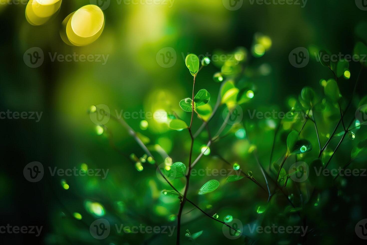 Abstract green petal natural bokeh background. . photo