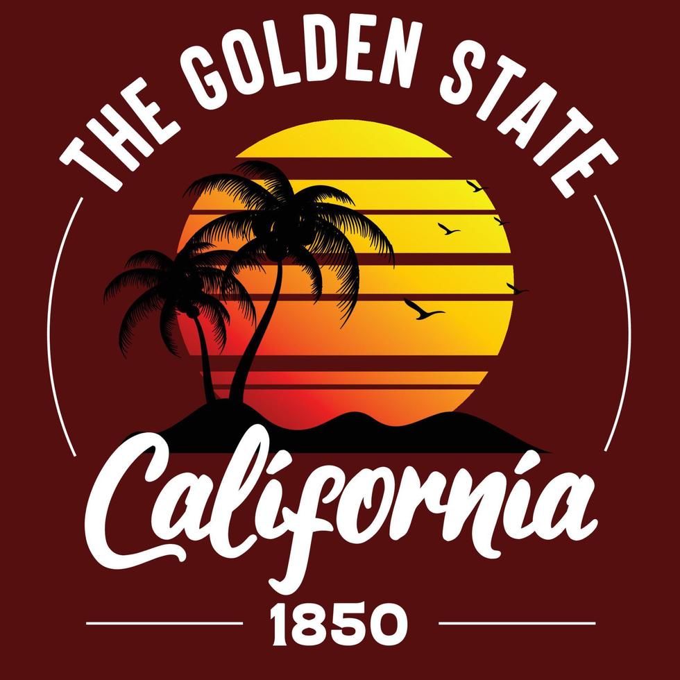 A t - shirt that says the golden state California in white letters. vector