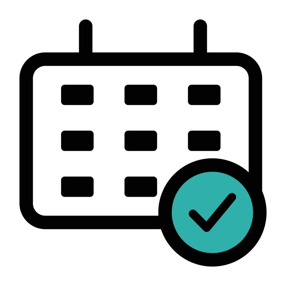 Calendar Icon Vector Outline Black and White, Time and Management Icon, Design Elements