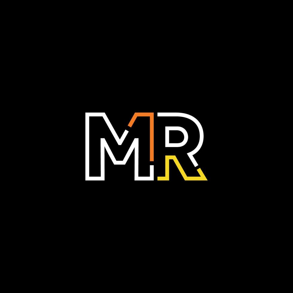 Abstract letter MR logo design with line connection for technology and digital business company. vector