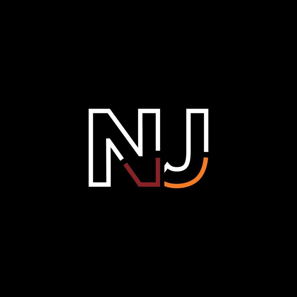 Abstract letter NJ logo design with line connection for technology and digital business company. vector