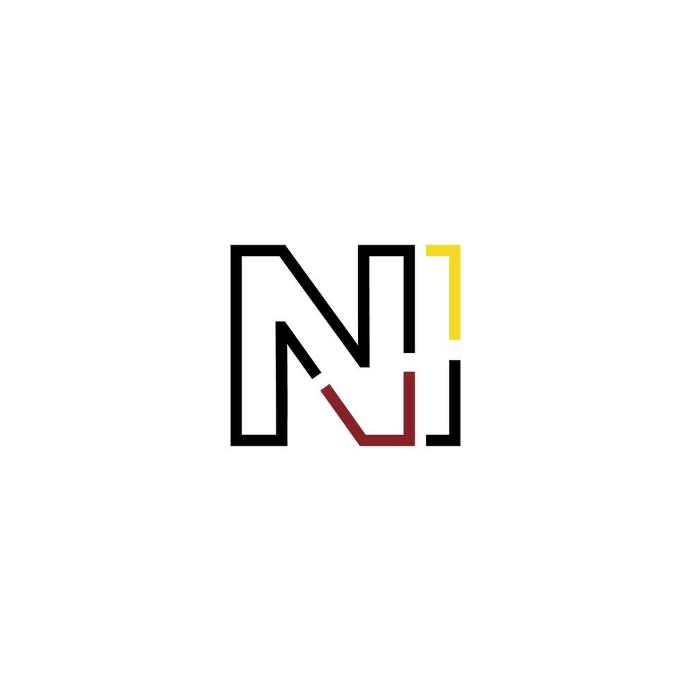 Abstract letter NI logo design with line connection for technology and digital business company. vector