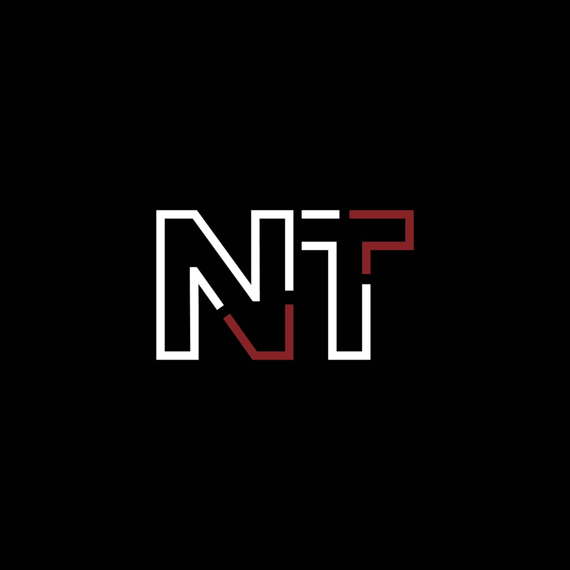 Abstract letter NT logo design with line connection for technology and