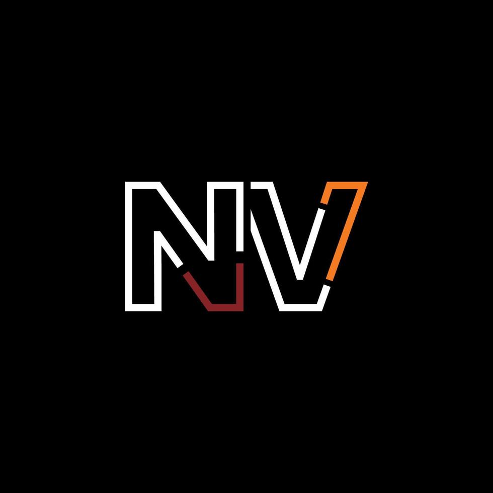 Abstract letter NV logo design with line connection for technology and digital business company. vector