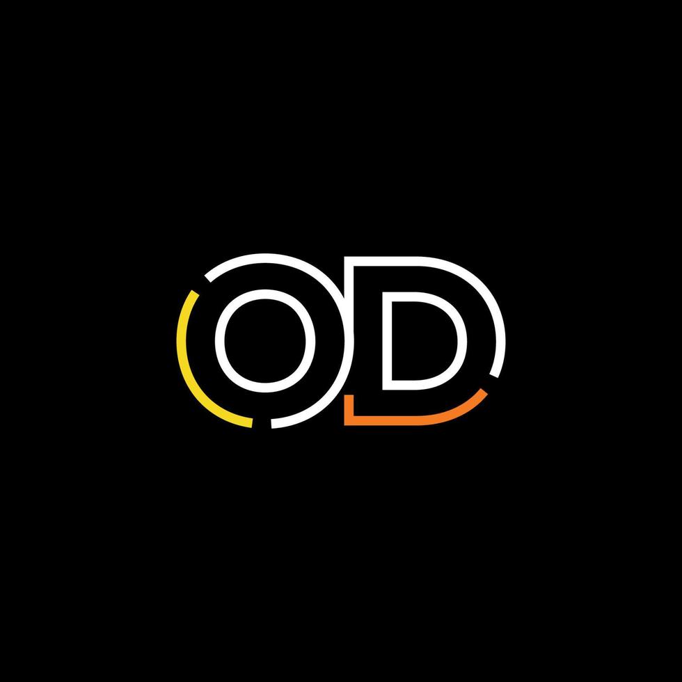 Abstract letter OD logo design with line connection for technology and digital business company. vector