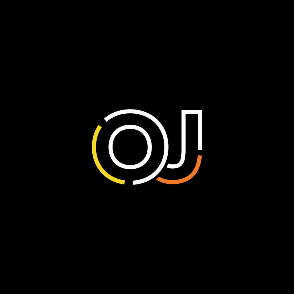 Abstract letter OJ logo design with line connection for technology and digital business company. vector