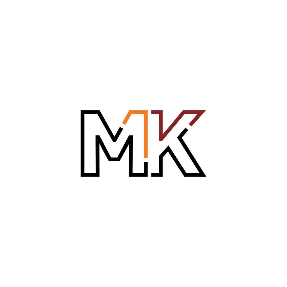 Abstract letter MK logo design with line connection for technology and digital business company. vector