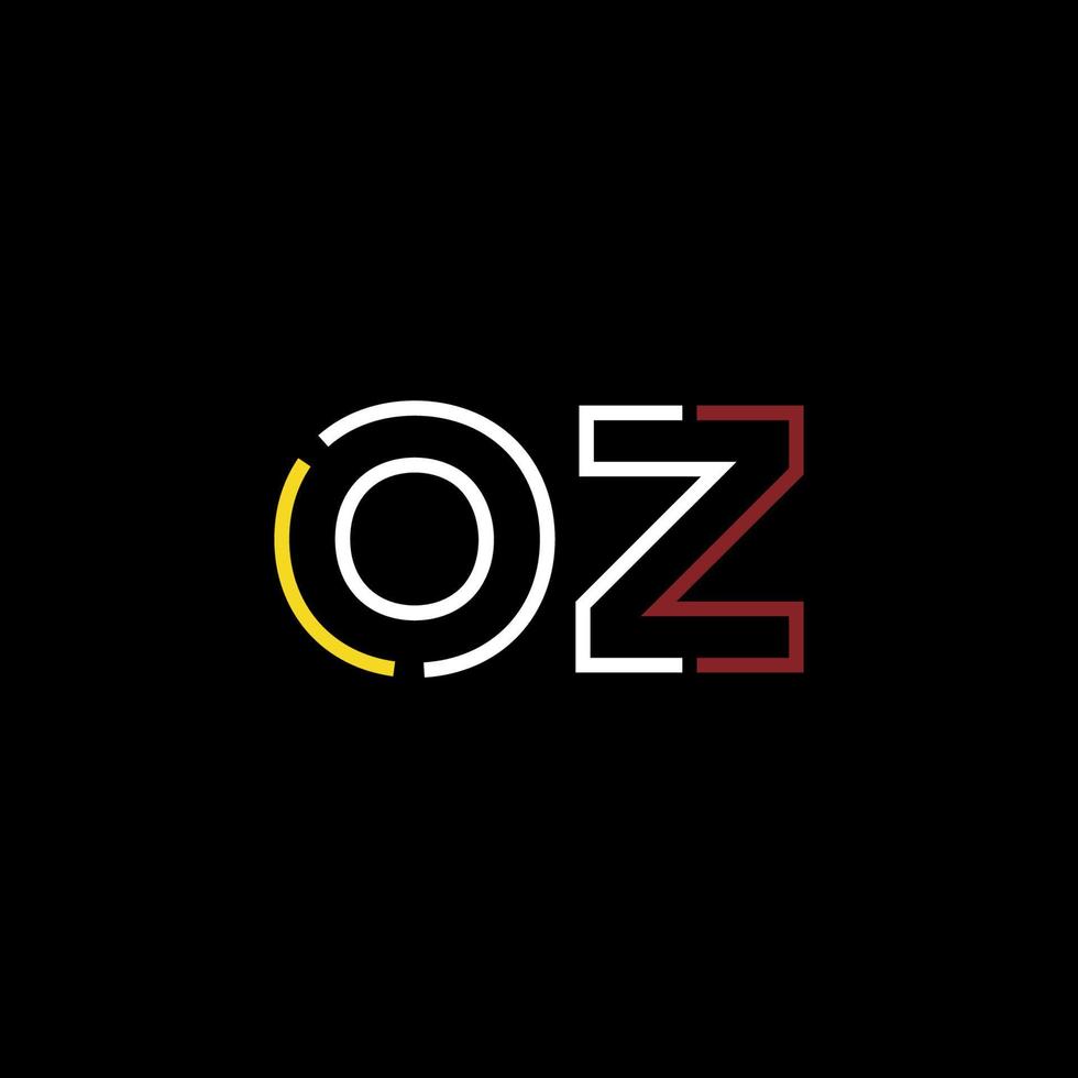 Abstract letter OZ logo design with line connection for technology and digital business company. vector