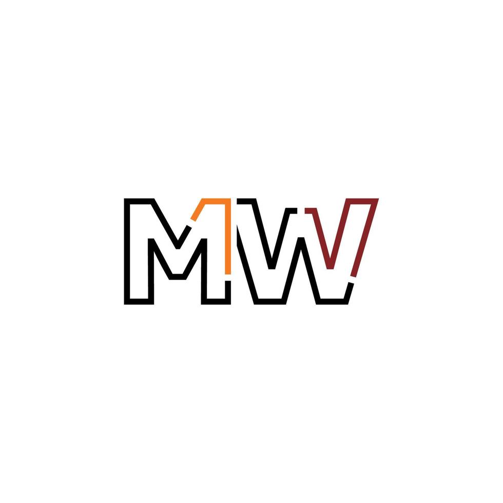 Abstract letter MW logo design with line connection for technology and digital business company. vector