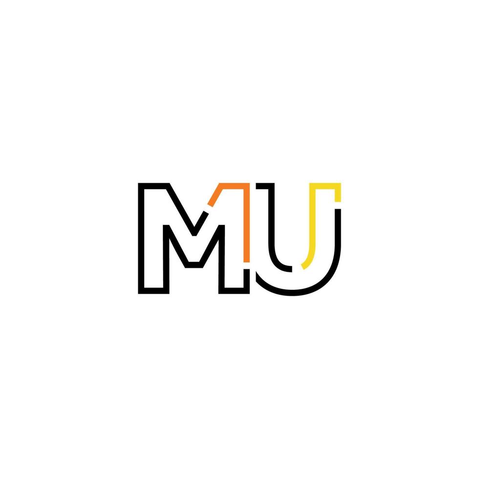 Abstract letter MU logo design with line connection for technology and digital business company. vector