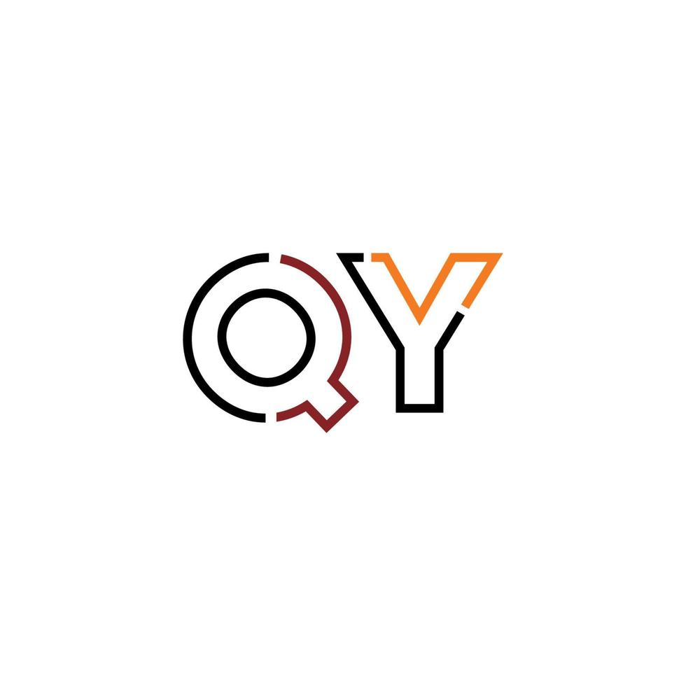 Abstract letter QY logo design with line connection for technology and digital business company. vector