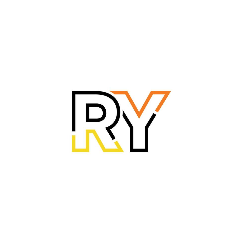 Abstract letter RY logo design with line connection for technology and digital business company. vector