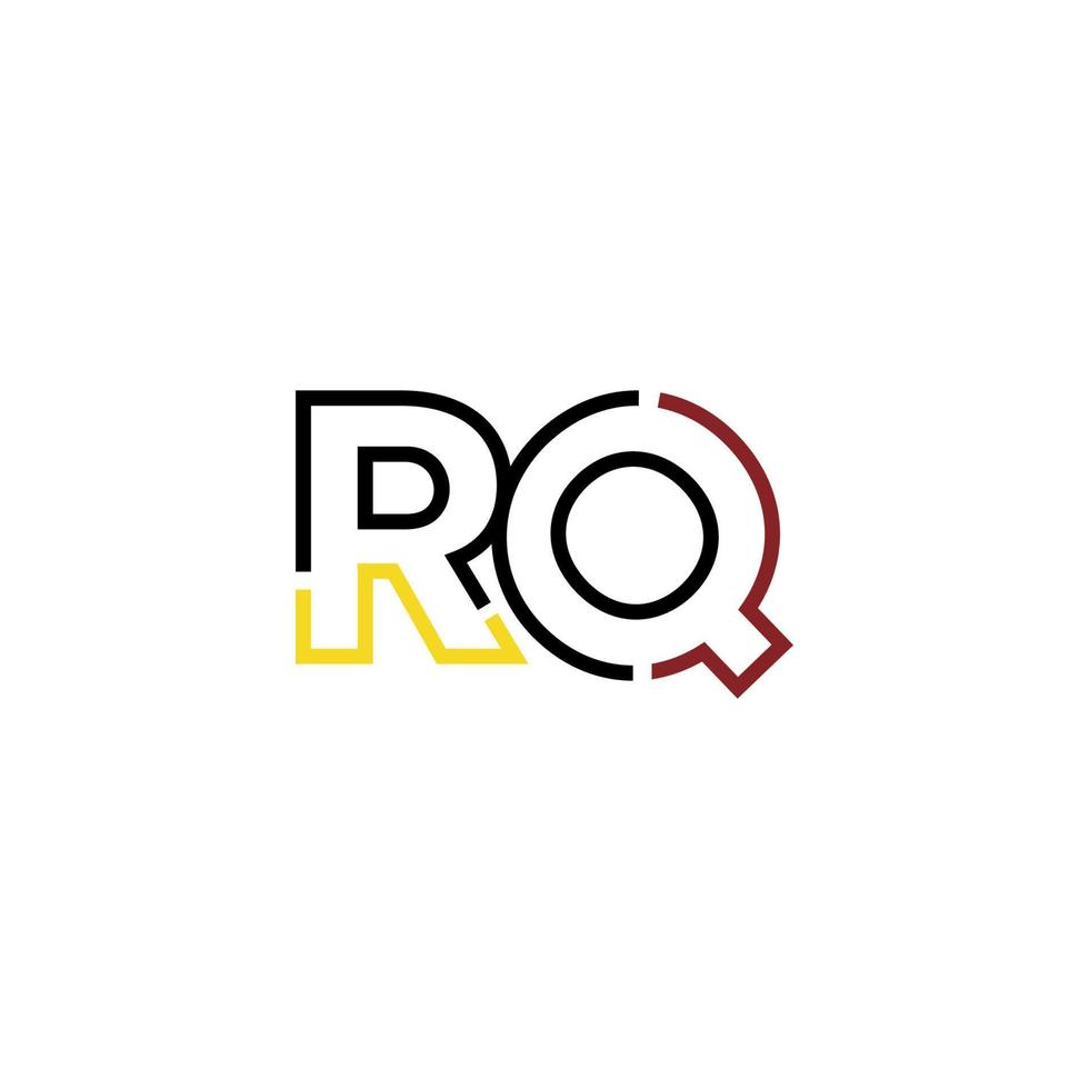 Abstract letter RQ logo design with line connection for technology and digital business company. vector