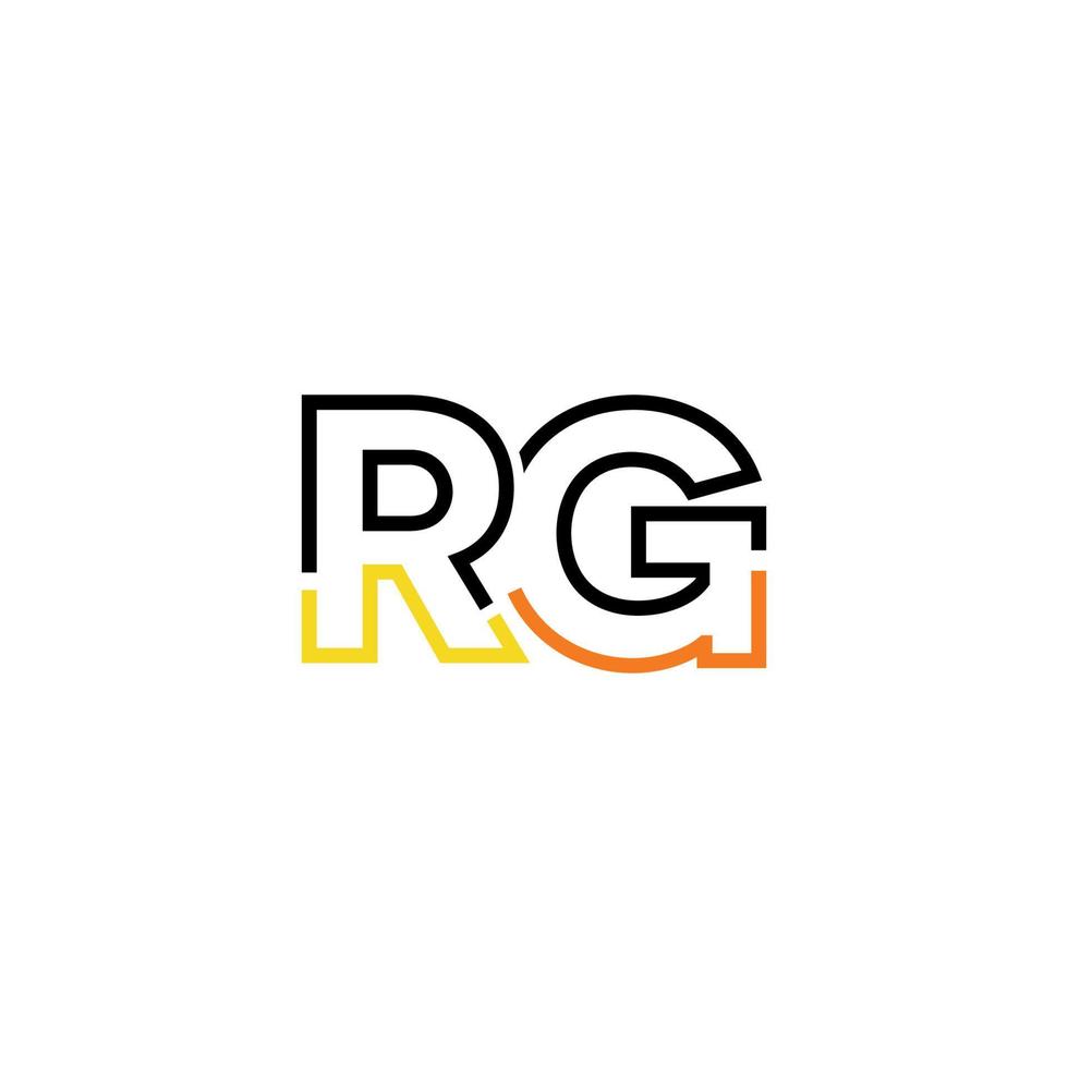 Abstract letter RG logo design with line connection for technology and digital business company. vector