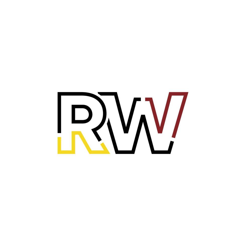 Abstract letter RW logo design with line connection for technology and digital business company. vector