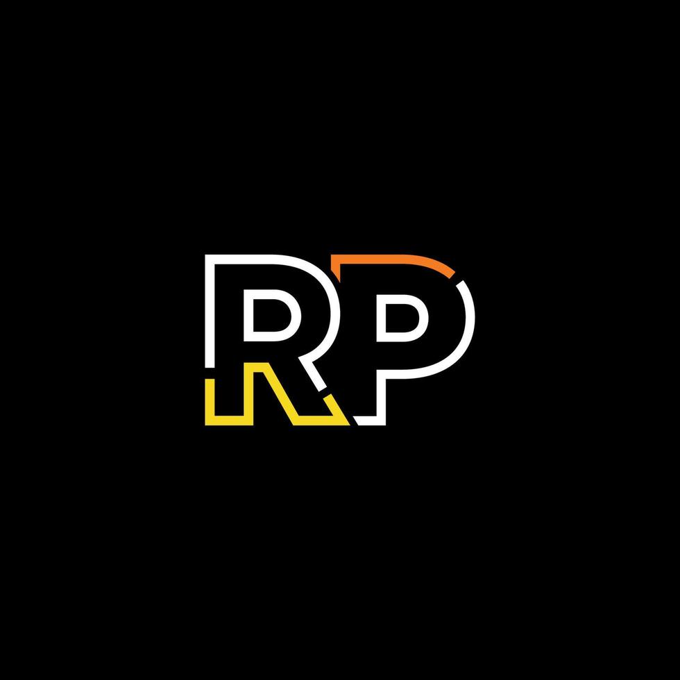 Abstract letter RP logo design with line connection for technology and digital business company. vector